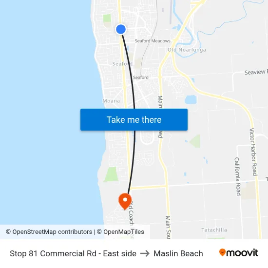 Stop 81 Commercial Rd - East side to Maslin Beach map