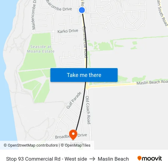 Stop 93 Commercial Rd - West side to Maslin Beach map