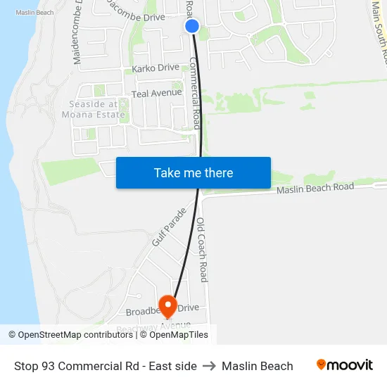 Stop 93 Commercial Rd - East side to Maslin Beach map