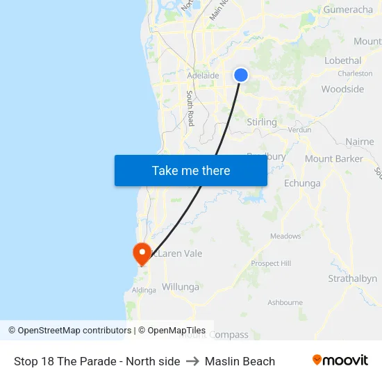 Stop 18 The Parade - North side to Maslin Beach map