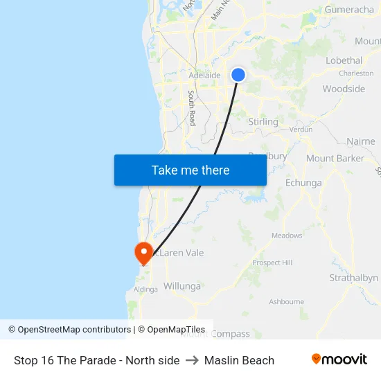 Stop 16 The Parade - North side to Maslin Beach map