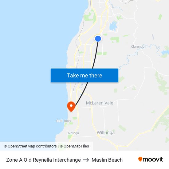 Zone A Old Reynella Interchange to Maslin Beach map