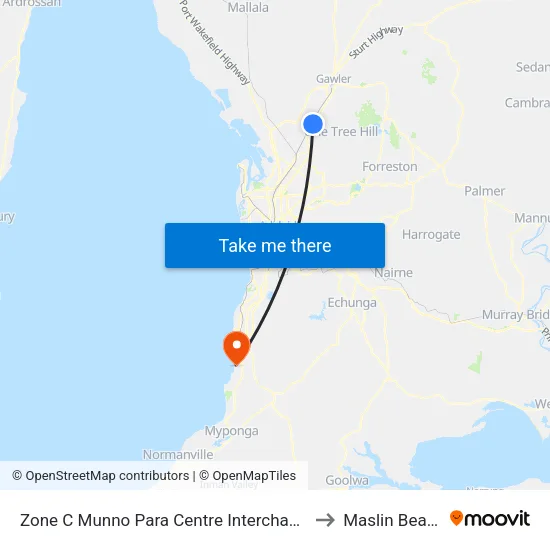 Zone C Munno Para Centre Interchange to Maslin Beach map