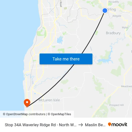Stop 34A Waverley Ridge Rd - North West side to Maslin Beach map