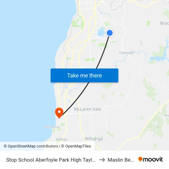 Stop School Aberfoyle Park High Taylors Rd to Maslin Beach map