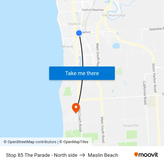 Stop 85 The Parade - North side to Maslin Beach map