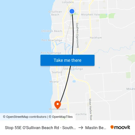 Stop 55E O'Sullivan Beach Rd - South side to Maslin Beach map