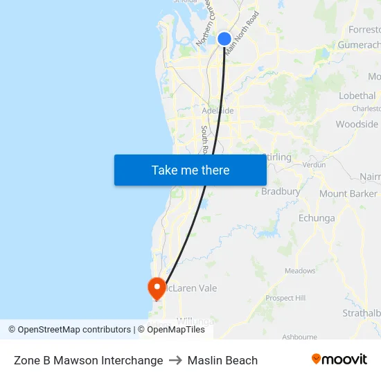 Zone B Mawson Interchange to Maslin Beach map
