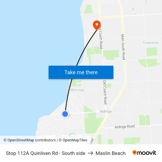 Stop 112A Quinliven Rd - South side to Maslin Beach map