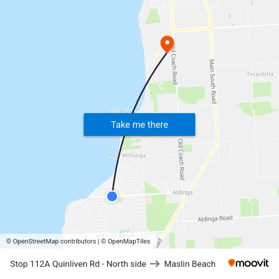 Stop 112A Quinliven Rd - North side to Maslin Beach map