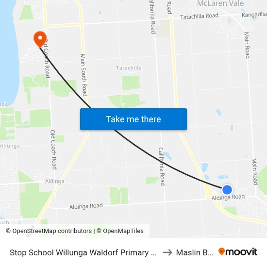 Stop School Willunga Waldorf Primary School Jay Dr to Maslin Beach map