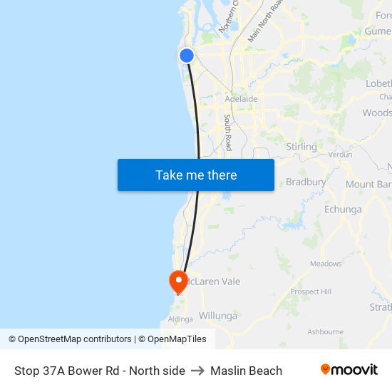 Stop 37A Bower Rd - North side to Maslin Beach map