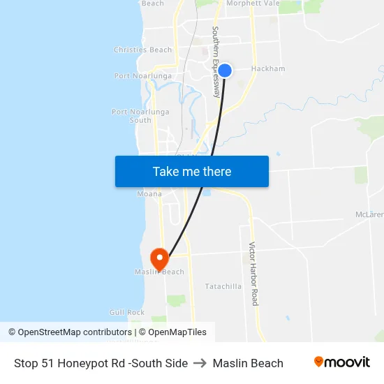 Stop 51 Honeypot Rd -South Side to Maslin Beach map