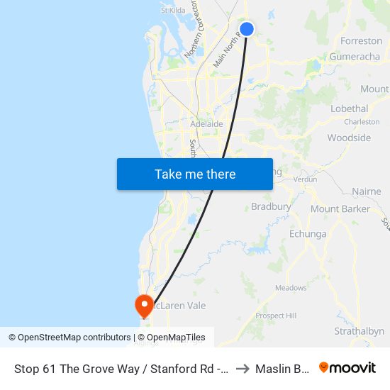 Stop 61 The Grove Way / Stanford Rd - North side to Maslin Beach map