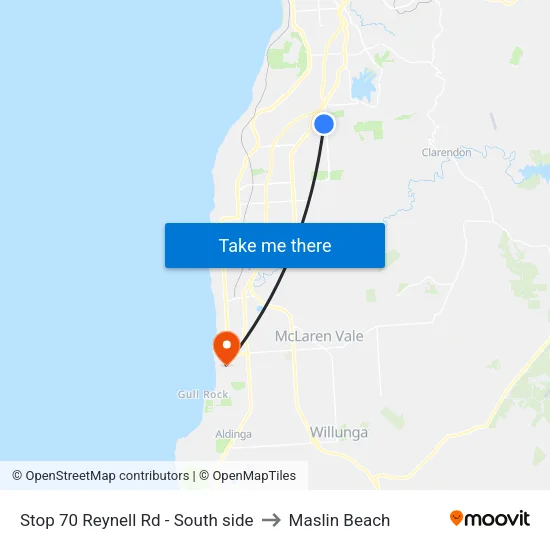 Stop 70 Reynell Rd - South side to Maslin Beach map