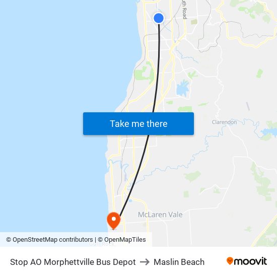 Stop AO Morphettville Bus Depot to Maslin Beach map