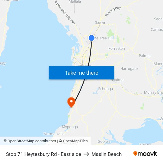 Stop 71 Heytesbury Rd - East side to Maslin Beach map