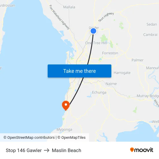 Stop 146 Gawler to Maslin Beach map