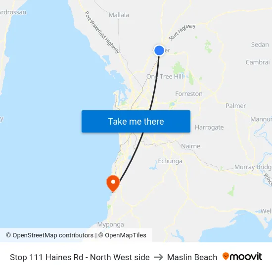 Stop 111 Haines Rd - North West side to Maslin Beach map