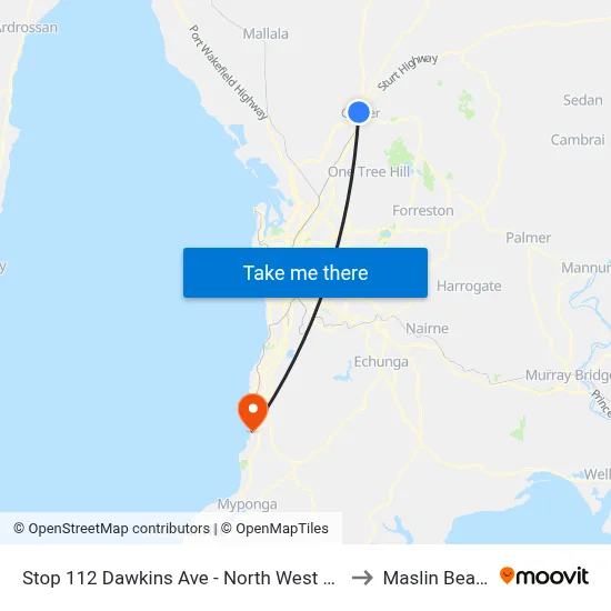 Stop 112 Dawkins Ave - North West side to Maslin Beach map