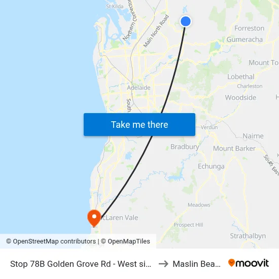 Stop 78B Golden Grove Rd - West side to Maslin Beach map