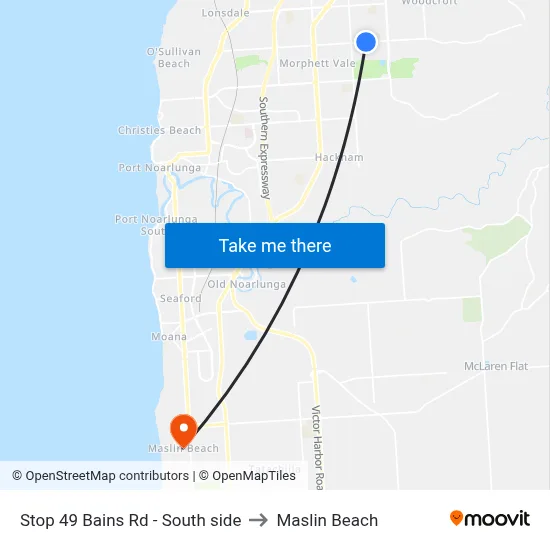 Stop 49 Bains Rd - South side to Maslin Beach map
