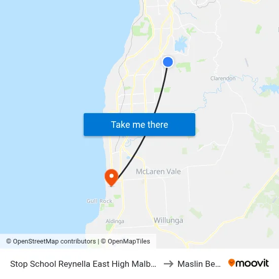Stop School Reynella East High Malbeck Dr to Maslin Beach map