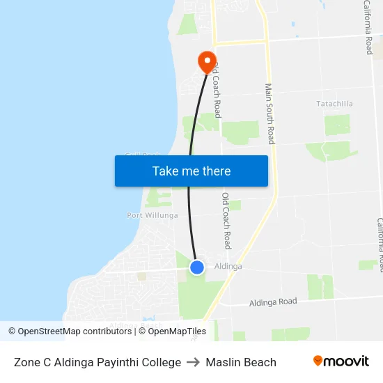Zone C Aldinga Payinthi College to Maslin Beach map