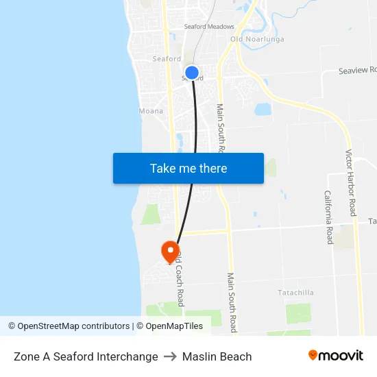Zone A Seaford Interchange to Maslin Beach map