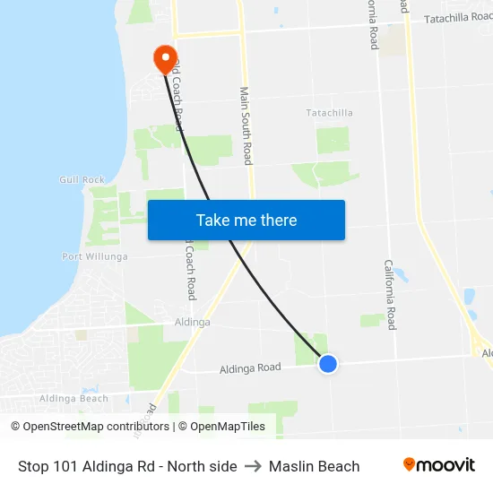 Stop 101 Aldinga Rd - North side to Maslin Beach map