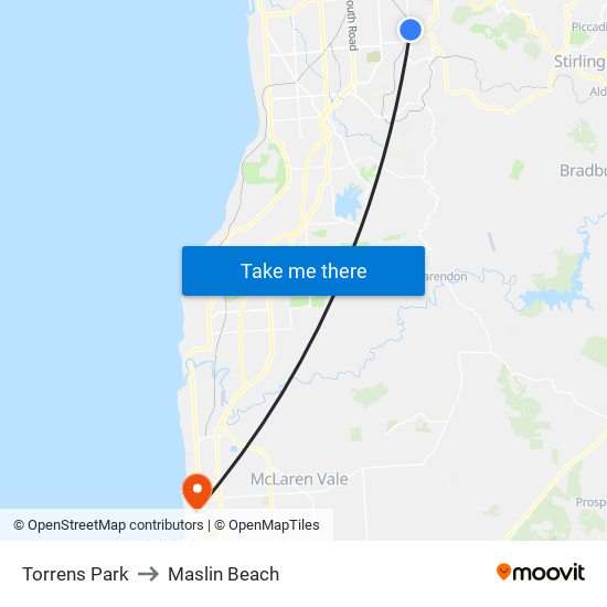 Torrens Park to Maslin Beach map