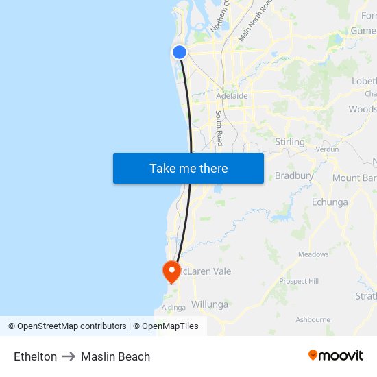 Ethelton to Maslin Beach map