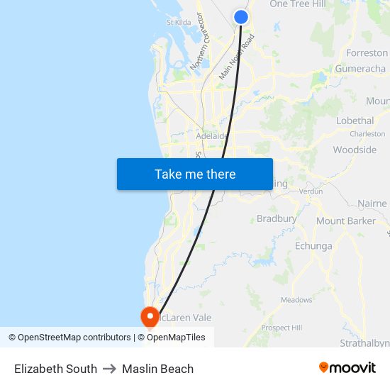 Elizabeth South to Maslin Beach map