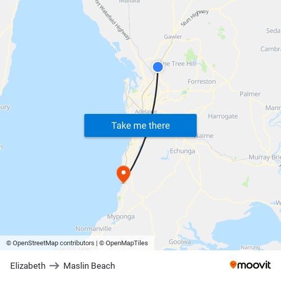 Elizabeth to Maslin Beach map
