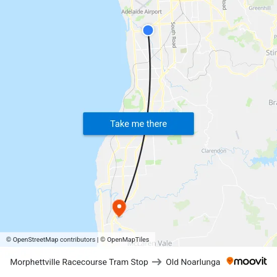 Morphettville Racecourse Tram Stop to Old Noarlunga map