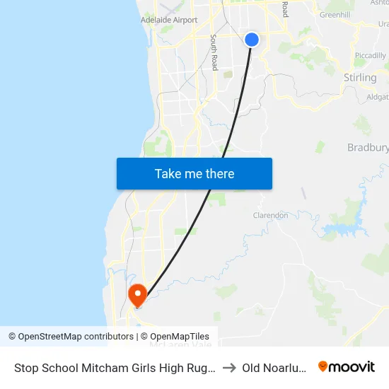 Stop School Mitcham Girls High Rugby St to Old Noarlunga map