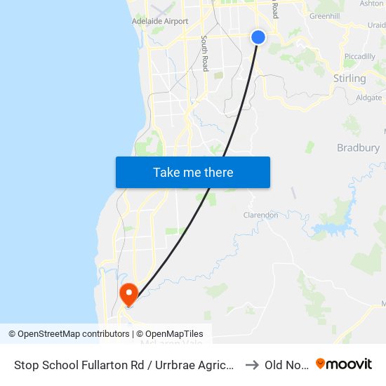 Stop School Fullarton Rd / Urrbrae Agricultural High School - West side to Old Noarlunga map