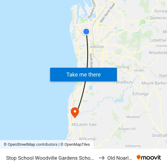 Stop School Woodville Gardens School Ridley Gr to Old Noarlunga map