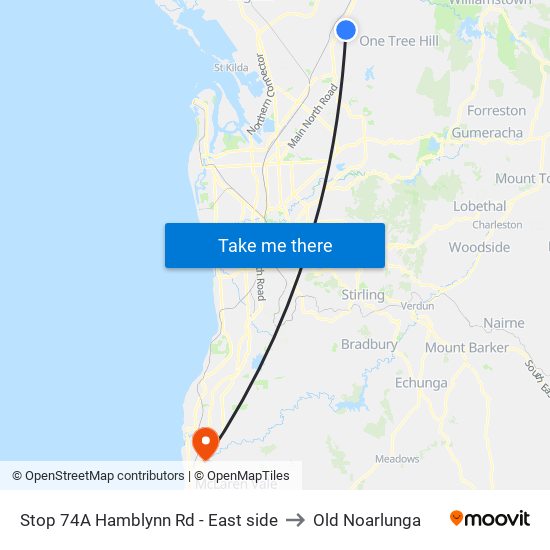 Stop 74A Hamblynn Rd - East side to Old Noarlunga map