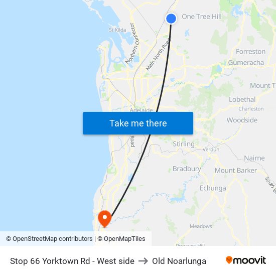 Stop 66 Yorktown Rd - West side to Old Noarlunga map