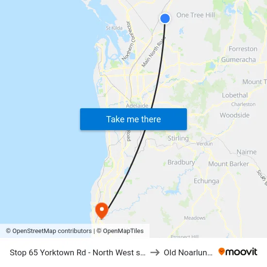 Stop 65 Yorktown Rd - North West side to Old Noarlunga map