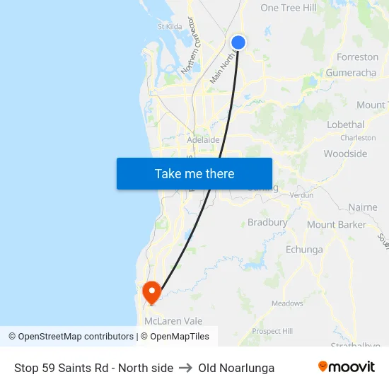 Stop 59 Saints Rd - North side to Old Noarlunga map