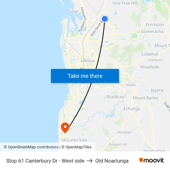 Stop 61 Canterbury Dr - West side to Old Noarlunga map