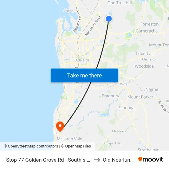 Stop 77 Golden Grove Rd - South side to Old Noarlunga map