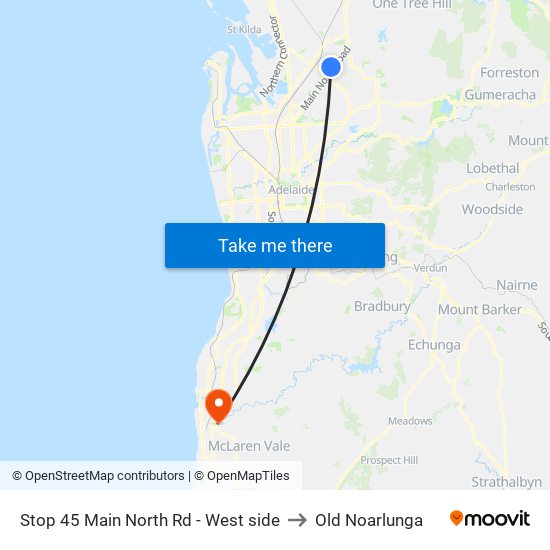 Stop 45 Main North Rd - West side to Old Noarlunga map