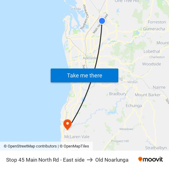 Stop 45 Main North Rd - East side to Old Noarlunga map