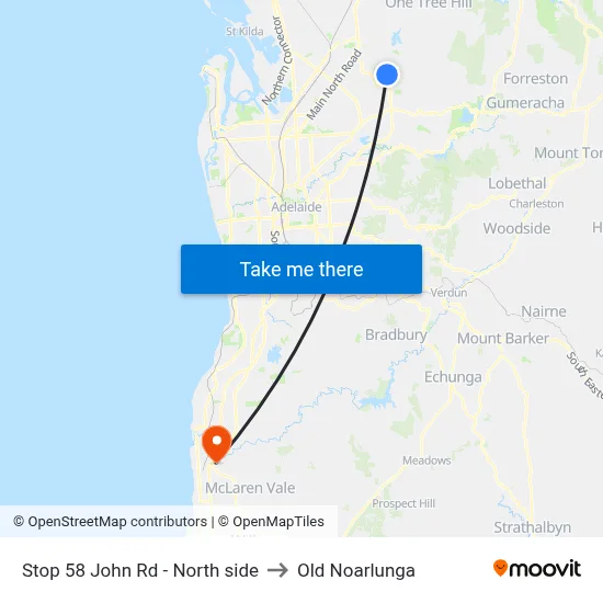 Stop 58 John Rd - North side to Old Noarlunga map