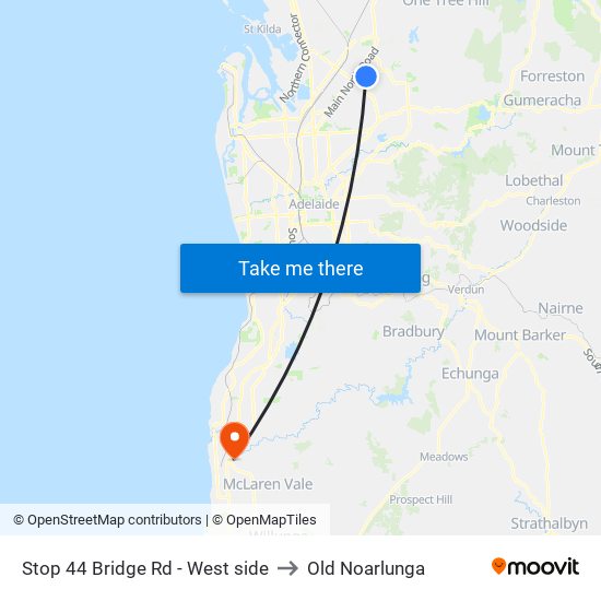 Stop 44 Bridge Rd - West side to Old Noarlunga map