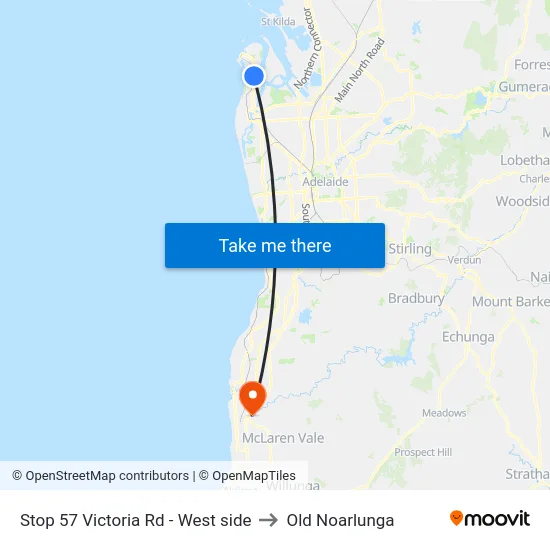 Stop 57 Victoria Rd - West side to Old Noarlunga map