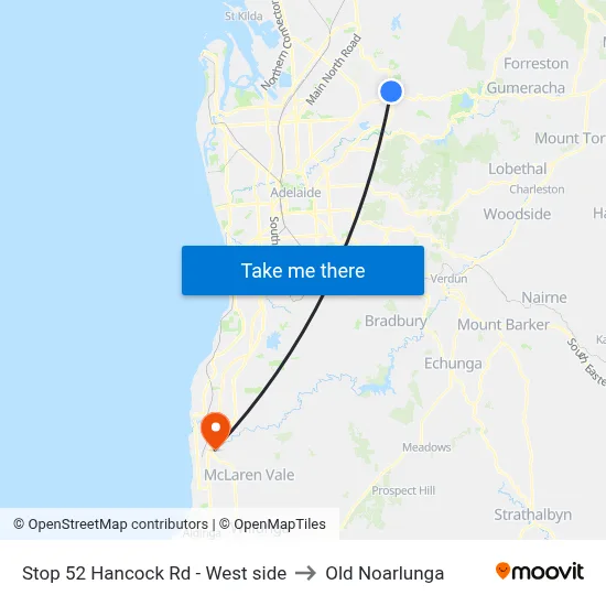 Stop 52 Hancock Rd - West side to Old Noarlunga map